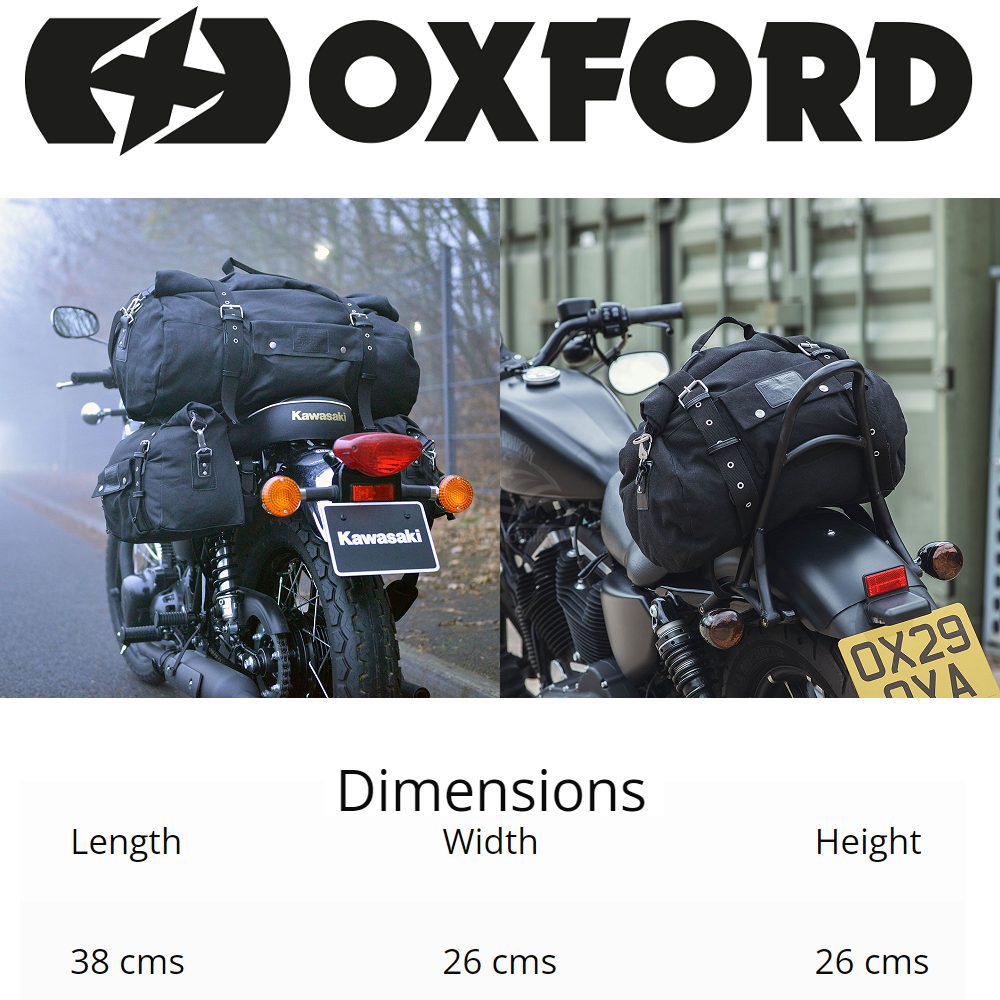 Oxford Heritage Black Motorcycle Roll Bag 20L | BDLA Motorbikes