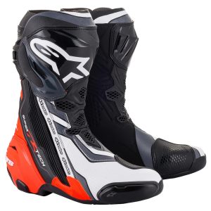 Alpinestars Supertech R Boots – Black/Red/White/Grey Alpinestars Supertech R Motorcycle Boots Red Flo 1