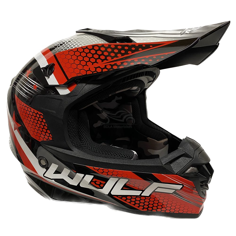 Wulfsport Stratos Off-Road Pro Motocross Helmet – ECE R 2205 Certified, TPR Shell, Removable Lining, Red, Size S (55-56cm)