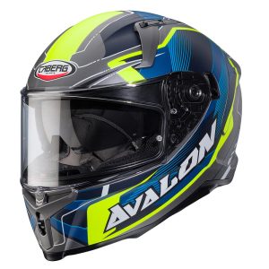 Caberg Avalon X Optic Helmet – Grey/Blue/Yellow Caberg Avalon X Optic Motorcycle Helmet Yellow 1