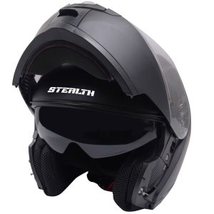 Stealth V159 Plain Modular Motorcycle Helmet Matt Black 1