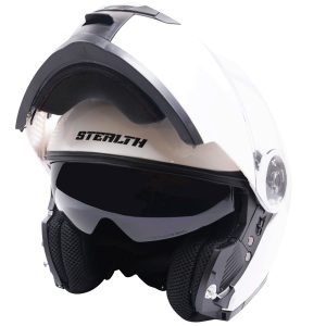 Stealth V159 Plain Modular Motorcycle Helmet White 1
