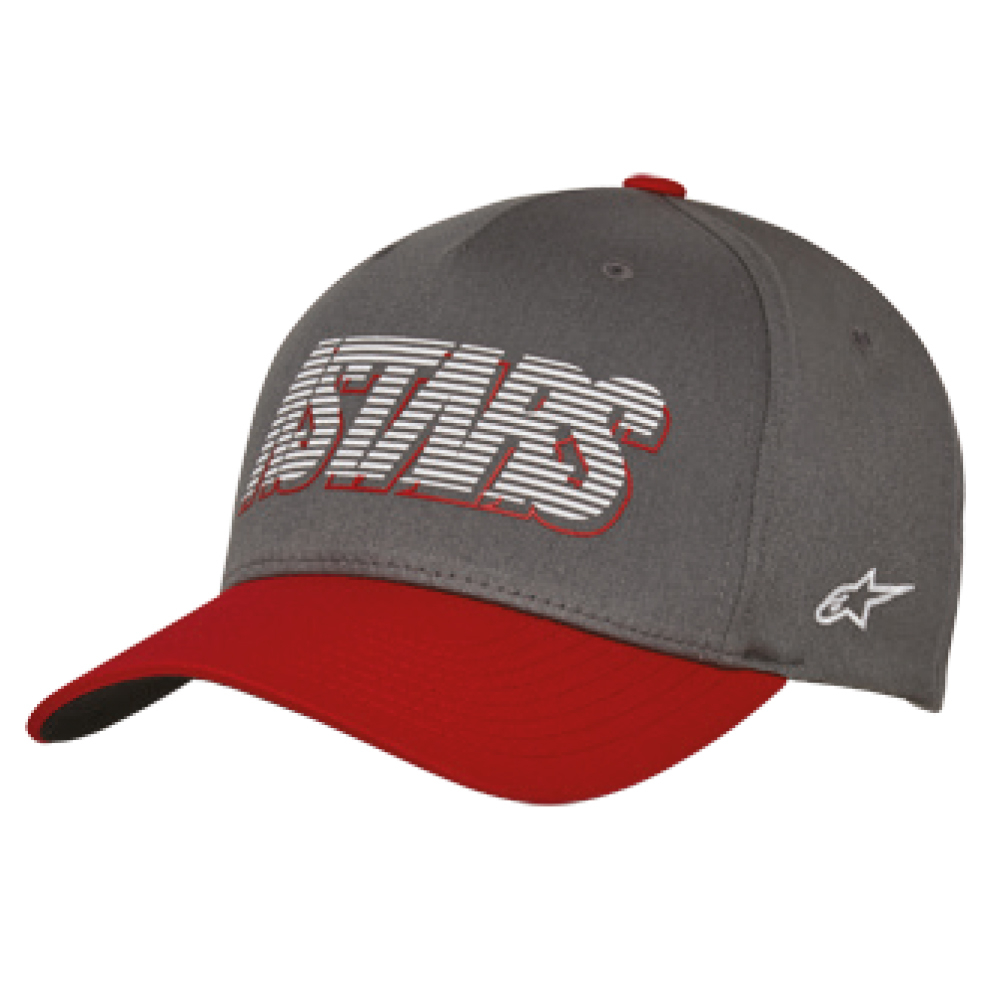 Alpinestars Lanes Flexfit Hat - Charcoal/Red Twill Cap With Structured Crown & Curved Bill, Size LG/XL - View #3