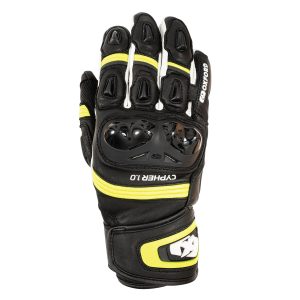 Oxford Cypher 1.0 Leather Motorcycle Gloves Yellow 1