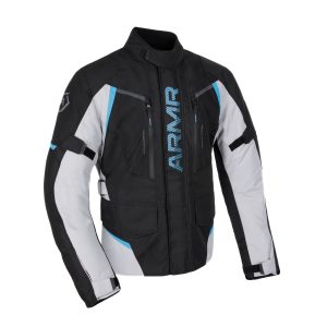 ARMR Kiso 4.0 Jacket – Black/Light Grey/Blue ARMR Kiso 4.0 Mens Motorcycle Jacket Black Light Grey Blue 1