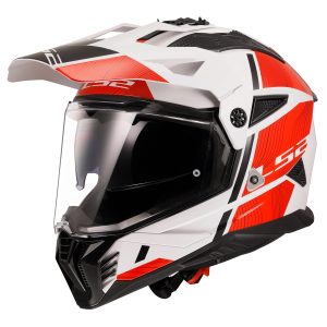 LS2 MX702 Pioneer II Hill Motorcycle Helmet White Red 1