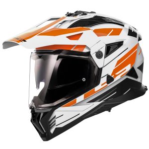 LS2 MX702 Pioneer II Namib Motorcycle Helmet White Orange 1