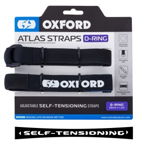 Oxford Atlas D-Ring 26 mm Straps – Black Oxford Motorcycle Atlas Straps D-Ring 26 mm x 1.2 M Black (OX324) 1