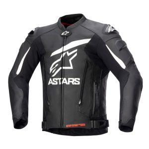 Alpinestars GP Plus v4 Leather Jacket – Black/White Alpinestars GP Plus R v4 Mens Leather Motorcycle Jacket Black White 1
