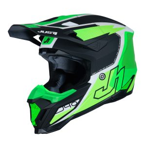 Just1 J40 Flash Motocross Helmet Green White Black 1