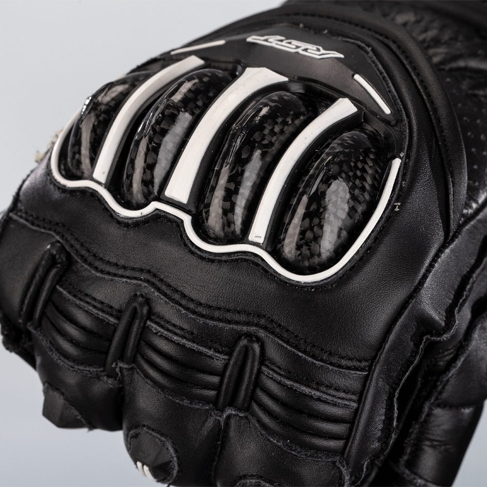 RST Tractech Evo 4 Leather Motorcycle Gloves – Men's Sport Track Gloves, Black/White/Blue/Red