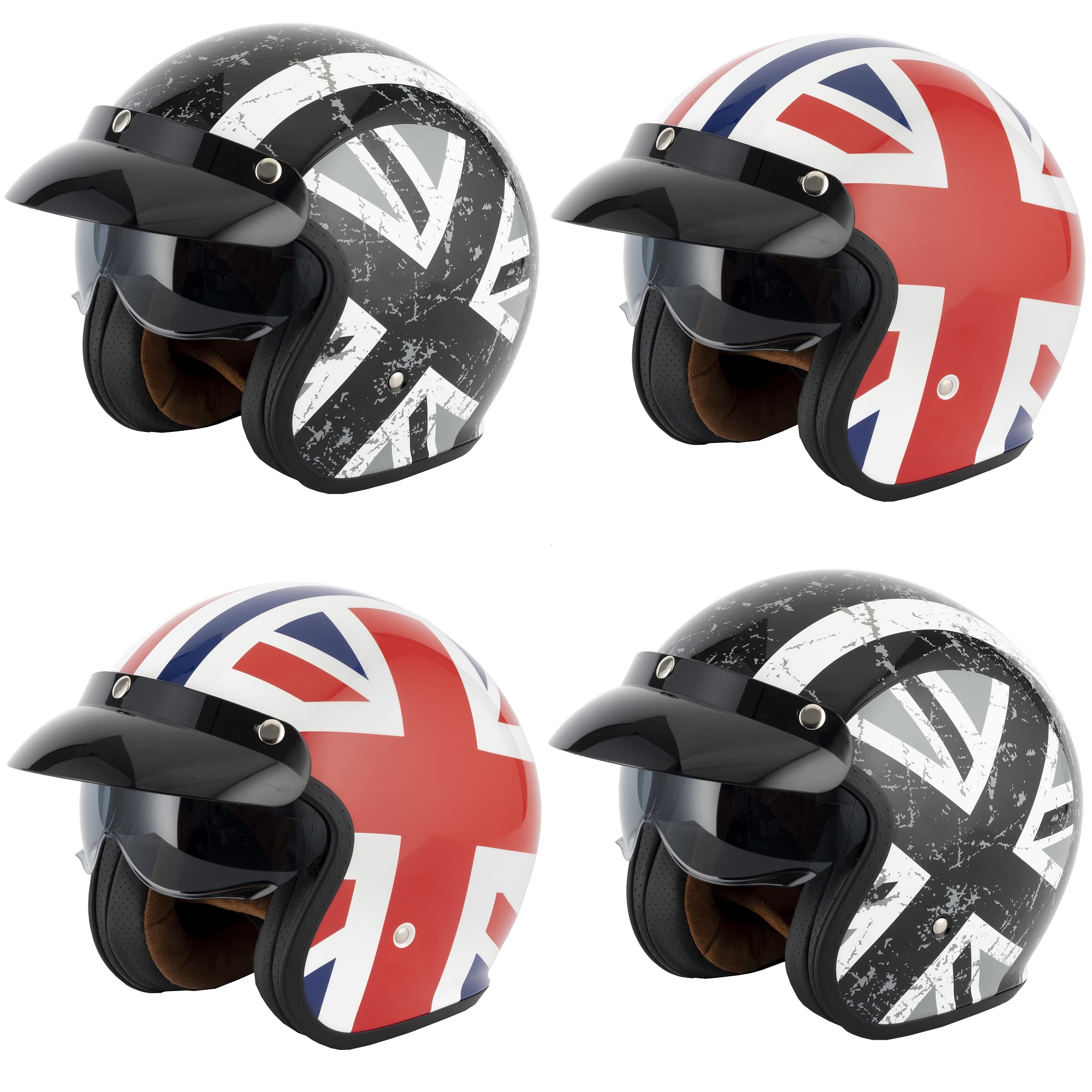 VCAN H589 Union Jack Open Face Motorcycle Helmet Scooter Moped Crusier Retro Lid