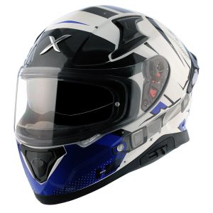 Axor Apex Hex-2 Motorcycle Helmet White Blue 1