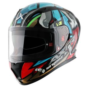 Axor Street Bobby Motorcycle Helmet Black Blue 1
