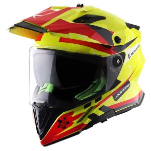 Axor X-Cross Flash Helmet – Yellow/Red Axor X-Cross Flash Motorcycle Helmet Yellow Red 1
