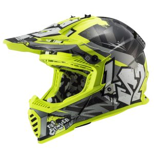 LS2 MX437 Fast Evo II Mini Crusher Motocross Helmet Black Yellow 1