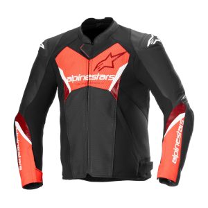 Alpinestars Faster v3 Airflow Leather Jacket – Black/Red Alpinestars Faster v3 Airflow Leather Motorcycle Jacket Black Red 1
