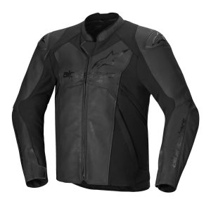 Alpinestars Faster v3 Leather Jacket – Black/Black Alpinestars Faster v3 Leather Motorcycle Jacket Black Black 1