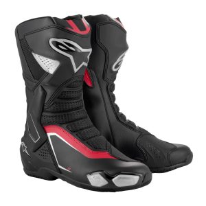 Alpinestars SMX-6 v3 Boots – Black/Silver/Red Alpinestars SMX-6 v3 Motorcycle Boots Black Silver Red 1