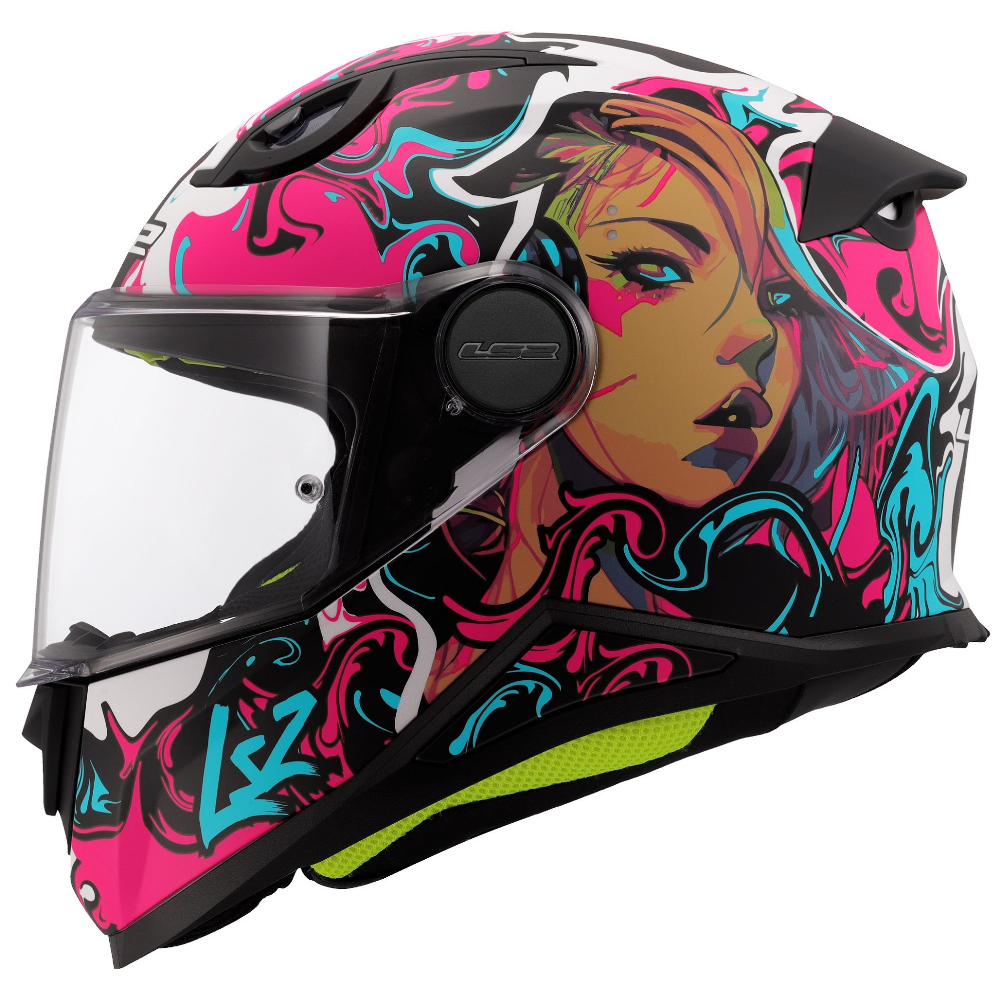 TCMT DOT Full Face Motorcycle Helmet - Pink Black Butterfly Design (S M L XL)