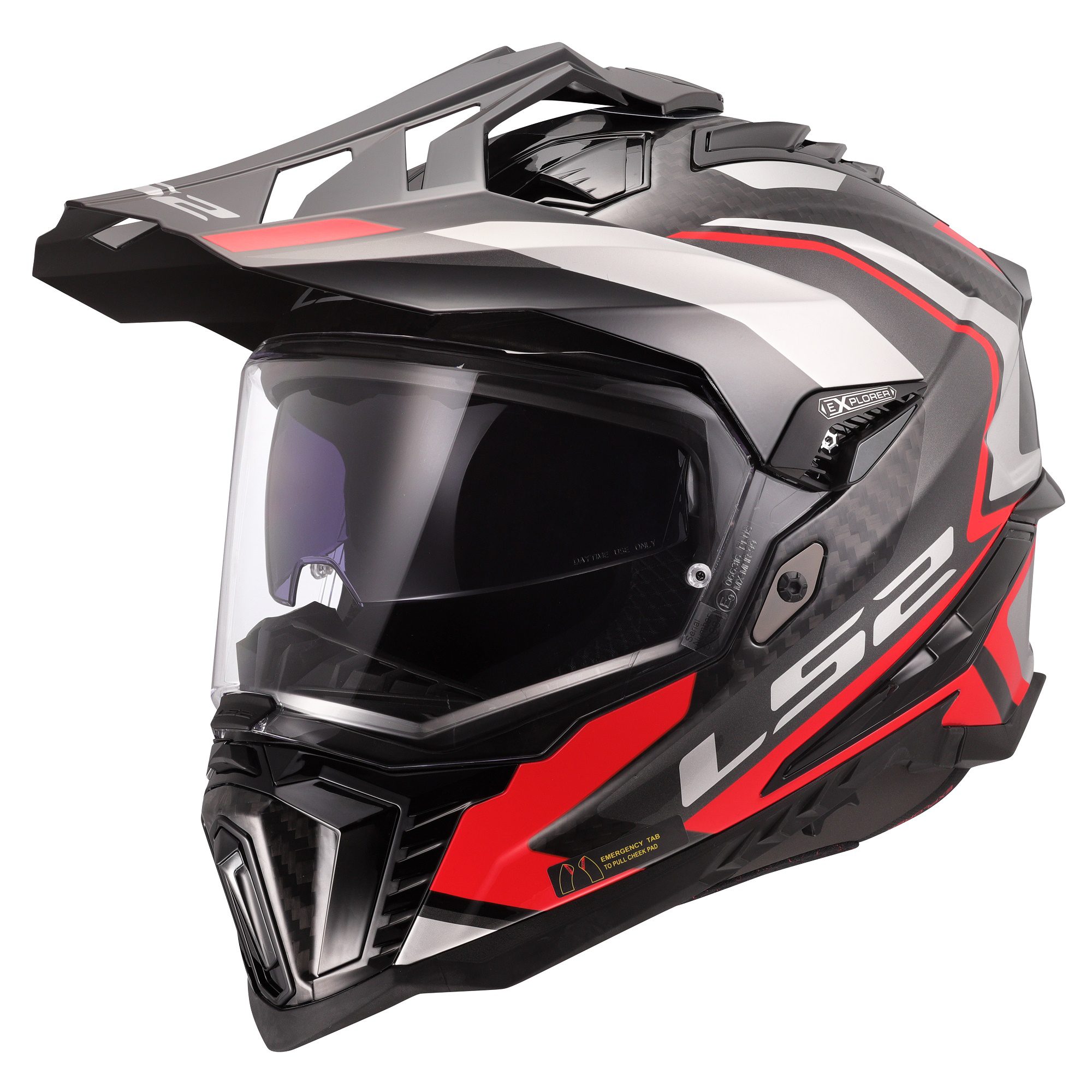 LS2 MX701 Explorer Carbon Frontier II Motorcycle Helmet: Red