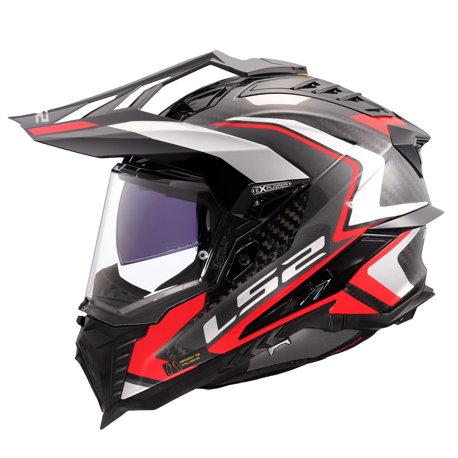 LS2 MX701 Explorer Carbon Frontier II Motorcycle Helmet: Red