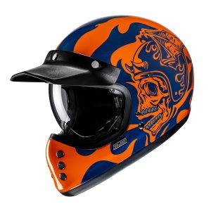 HJC V60 Flame Helmet – Blue/Orange HJC V60 Flame Motorcycle Helmet Blue Orange 1