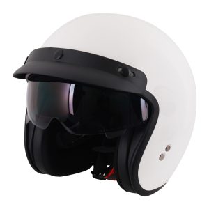 Stealth HS391 Plain Motorcycle Helmet With Peak White 1