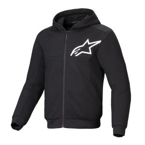 Alpinestars Chrome v2 Sports Hoodie – Black/White Alpinestars Chrome v2 Sport Motorcycle Hoodie Black White 1