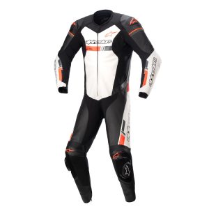 Alpinestars GP Force Chaser Leather Suit – Black/White/Red/Fluo Alpinestars GP Force Chaser Leather Motorcycle Suit black-White-Red-Fluo 1