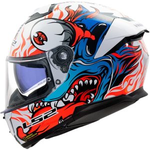LS2 FF808 Stream ll Inferno Motorcycle Helmet White Blue 1