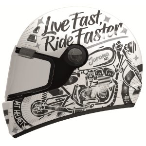 MT Jarama SV Art Motorcycle Helmet White Black 1