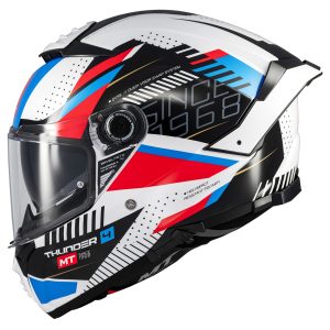 MT Thunder 4 Lumin Motorcycle Helmet White Blue Red 1