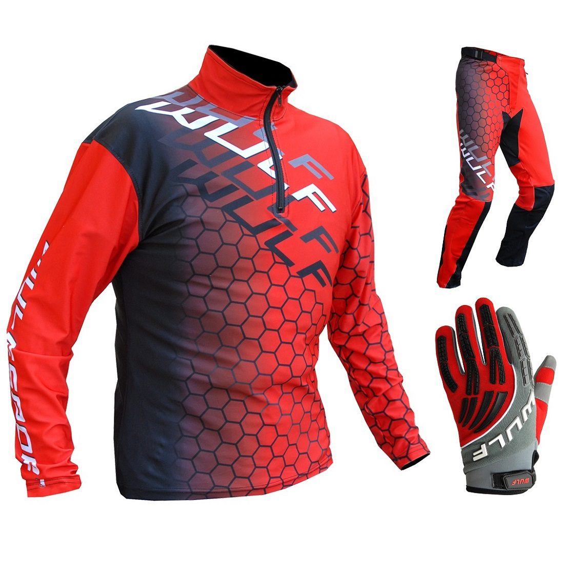 Wulfsport Adults Trials Connect Kit Motocross Jersey Trousers Gloves Blue/White