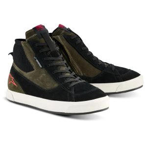 Alpinestars Stated Waterproof Boots – Green/Black/Off-White Alpinestars Stated Waterproof Motorcycle Boots Military Green Black Off-White 1