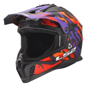 LS2 MX708 Fast II Grotesk Helmet – Purple/Orange LS2 MX708 Fast II Motorcycle Helmet Purple Orange 1