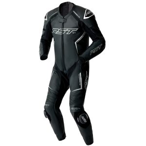 RST S1 D3O Leather Motorcycle Suit Black Black White 1