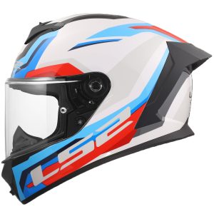 LS2 FF820 Rapid III Hyper Helmet – White/Blue/Red LS2 FF820 Rapid III Hyper Motorcycle Helmet White Blue Red 1