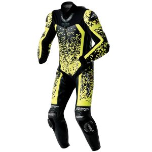 RST Pro Series D3O Airbag Leather Motorccyle Suit - Black Flo Yellow 1
