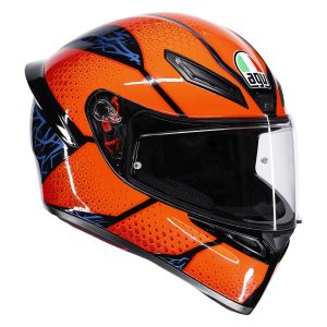 AGV K1-S Speedarmour Motorcycle Helmet – Black/Orange/Blue AGV K1-S Speedarmour Motorcycle Helmet Black Orange Blue 1