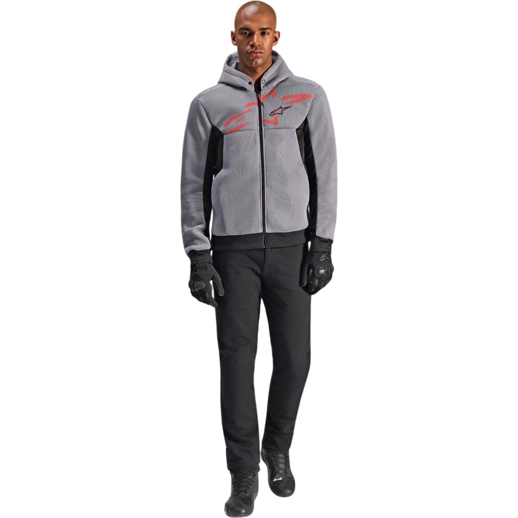 Alpinestars Chrome Superairflow Motorcycle Hoodie - Grey/Red