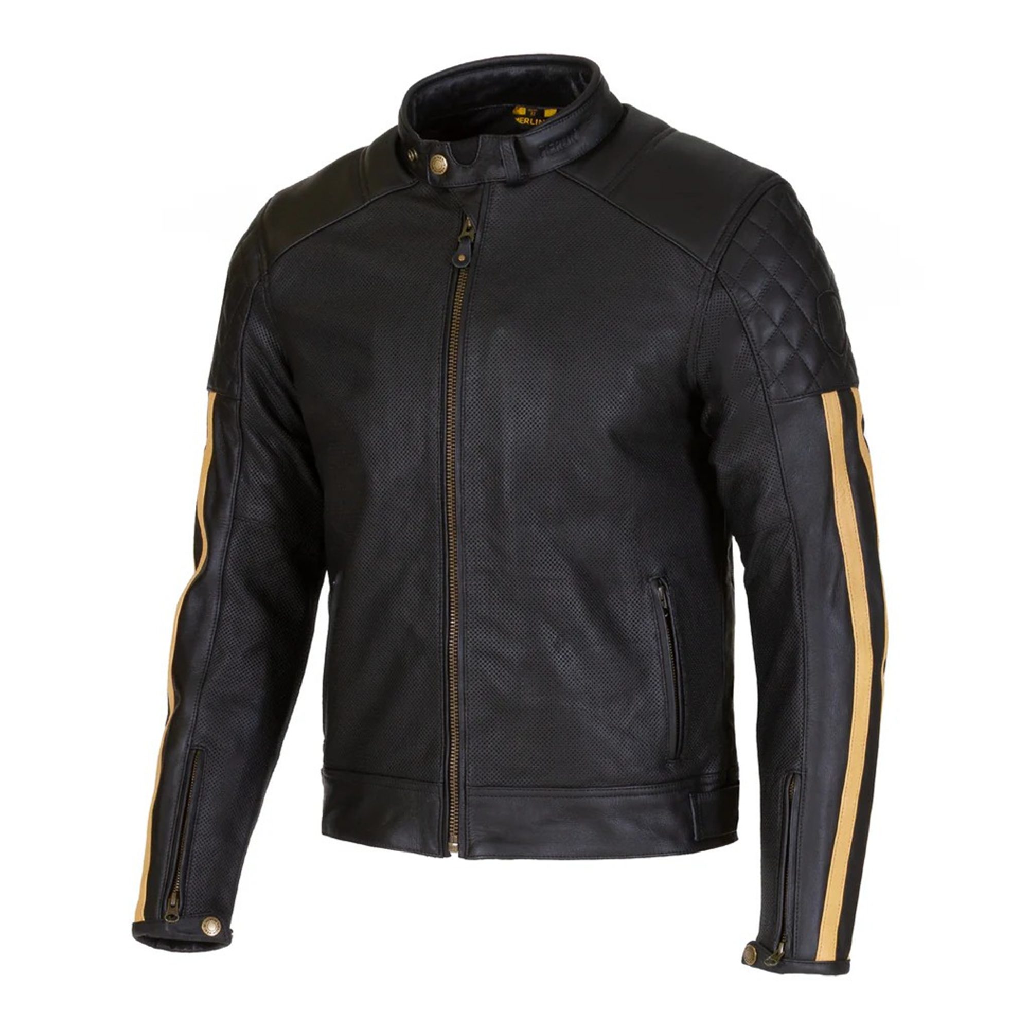 Merlin Icon D3O Leather Motorcycle Jacket - Black/Gold