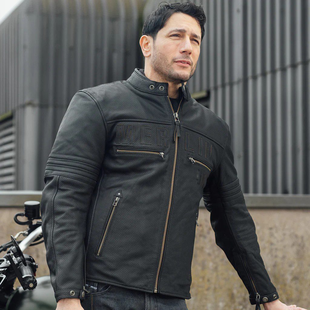 Merlin Revival D3O Leather Motorcycle Jacket - Black